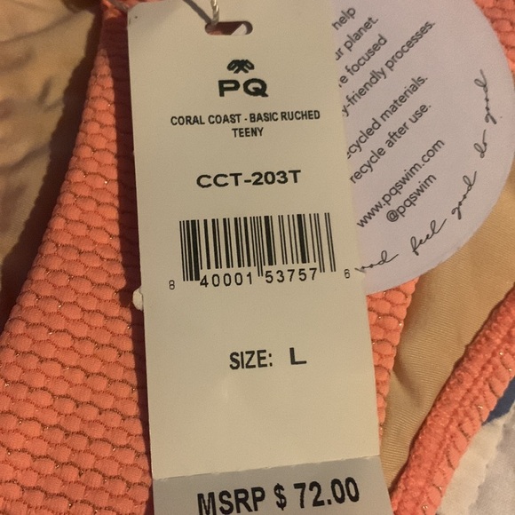 NWT PILYQ PQ CORAL COAST BASIC RUCHED TEENY BOTTOM - Picture 12 of 14